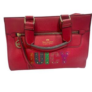 Juicy Couture Pink Rainbow Glitter Studded Vegan Leather Purse